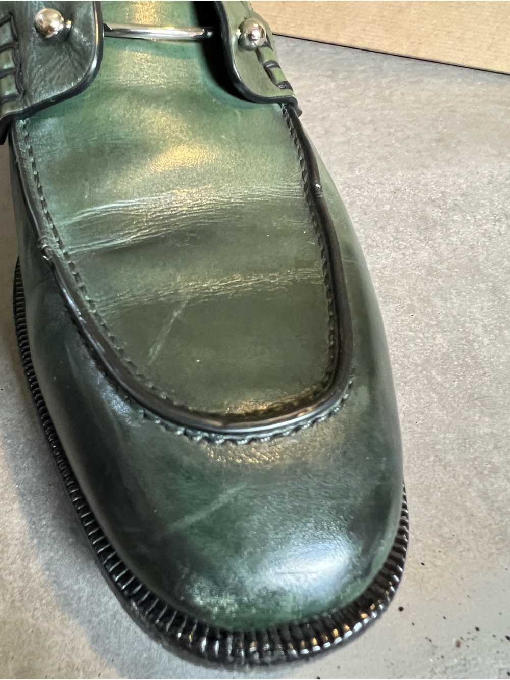 Christian Louboutin Green Leather Men’s Buckle Loafers - Picture 7 of 11